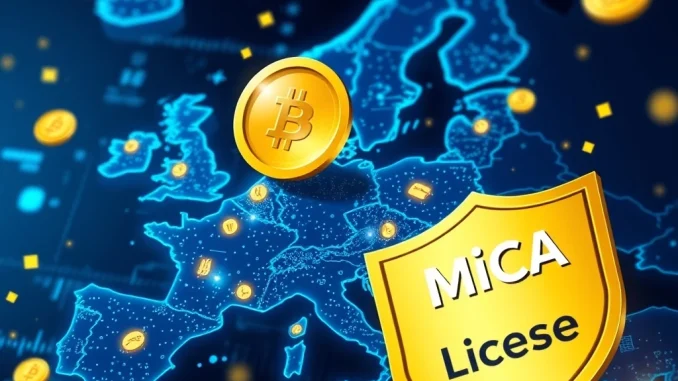A golden MiCA license certificate, symbolizing Socios.com MiCA license approval and its commitment to compliance in the European Union.