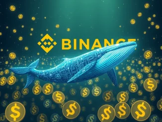 Illustrates a significant Solana (SOL) crypto whale transfer to Binance, signaling potential market shifts.