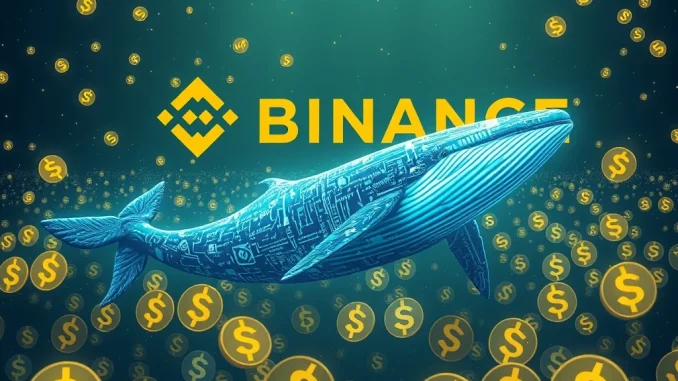 Illustrates a significant Solana (SOL) crypto whale transfer to Binance, signaling potential market shifts.