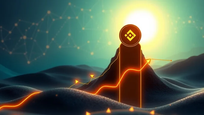 Solana (SOL) token symbol ascending past the BNB token symbol on a digital chart, illustrating SOL's rise in cryptocurrency market cap.