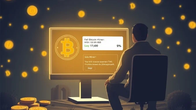 A jubilant solo Bitcoin miner celebrates a monumental 3.1 BTC block reward, symbolizing rare success in cryptocurrency mining.