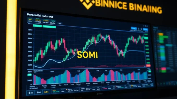 Binance trading platform displaying SOMI perpetual futures charts, symbolizing new trading opportunities for investors.