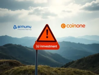 A digital warning sign clearly stating 'Sonic (S) Investment Warning' with Bithumb and Coinone logos, signifying market caution.