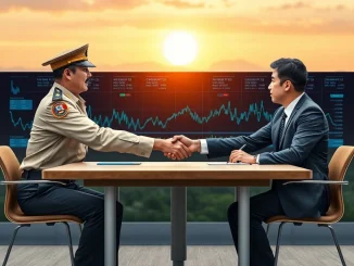 South Korea Customs Service and crypto exchange representatives shaking hands, symbolizing their decisive partnership to combat illicit crypto transactions.