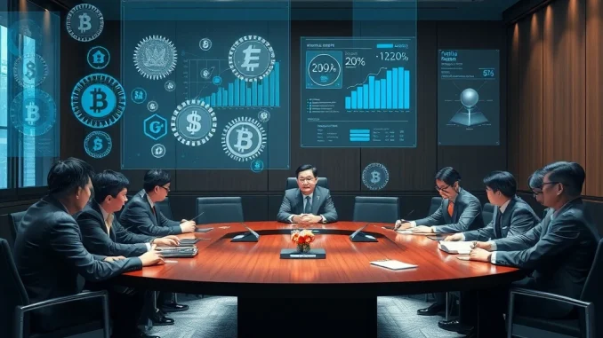 South Korea crypto task force discussing virtual asset policy and future regulation in a modern conference room.