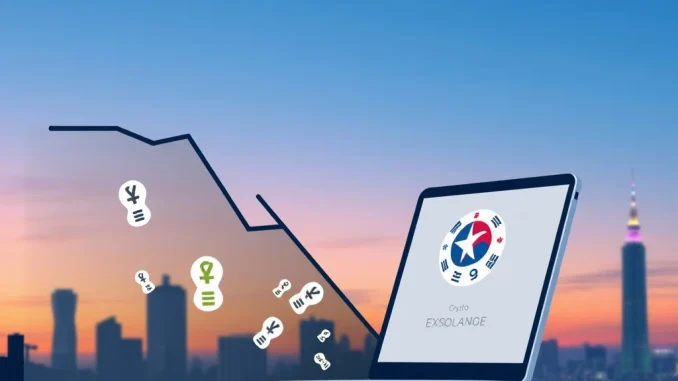 Graph showing a sharp decline in Won deposits on South Korean crypto exchanges, symbolizing the shift in the South Korean crypto market.