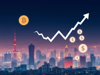 Graph showing South Korean crypto market decline with funds shifting to traditional stocks.