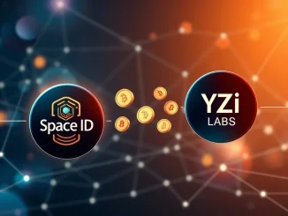 A visual depicting the secure transfer of Space ID tokens between digital wallets, highlighting the connection with YZi Labs.