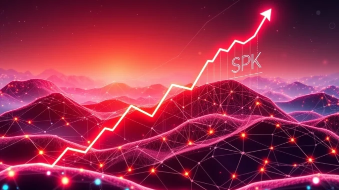 A vibrant chart illustrating the remarkable SPK crypto price surge amidst strategic blockchain growth.
