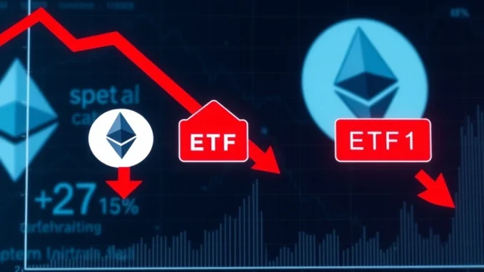 Chart depicting significant net outflows from Spot ETH ETFs, illustrating the recent market sentiment decline.