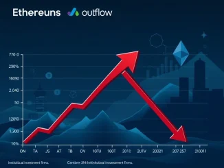 Chart showing financial data for Spot ETH ETFs, illustrating recent outflows and market trends with declining arrows.