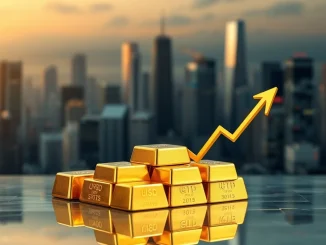 A shining gold bar stack, symbolizing spot gold's recent surge to an unprecedented all-time high.
