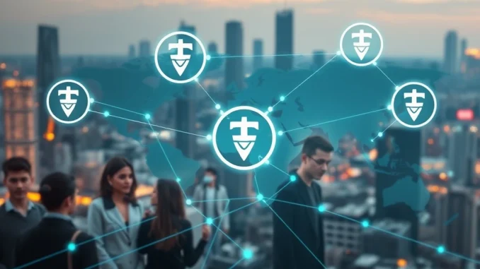 A visual representation of stablecoins facilitating swift international remittances across diverse global communities, emphasizing efficiency.