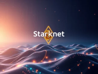 Starknet's upcoming Bitcoin staking launch, symbolizing secure BTC integration on the Ethereum Layer 2 network.