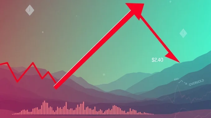 Chart showing Stellar XLM price decline and key $0.40 support level. The Stellar XLM token faces critical pressure.
