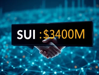 Chart showing a significant increase in **SUI cryptocurrency** holdings, representing Sui Group's substantial $340M digital asset acquisition.