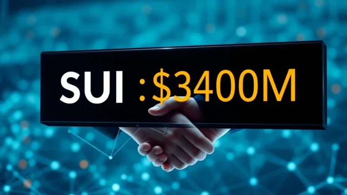 Chart showing a significant increase in **SUI cryptocurrency** holdings, representing Sui Group's substantial $340M digital asset acquisition.