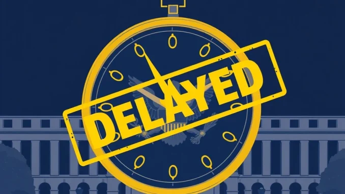 An image symbolizing the SUI spot ETF delay by the SEC, showing regulatory uncertainty affecting the crypto market.