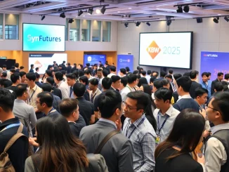 Professionals networking at the SynFutures Builder Brunch Workshop during KBW 2025, fostering connections among DeFi builders.