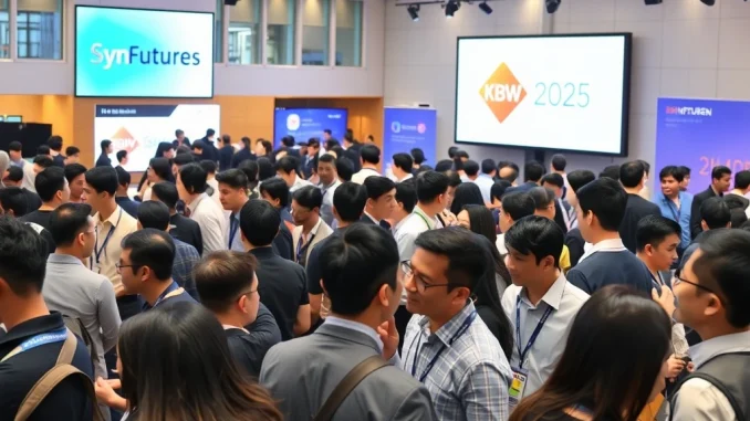 Professionals networking at the SynFutures Builder Brunch Workshop during KBW 2025, fostering connections among DeFi builders.