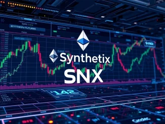 Synthetix decentralized perpetual futures exchange interface on Ethereum, symbolizing the future of DeFi trading and SNX protocol innovation.