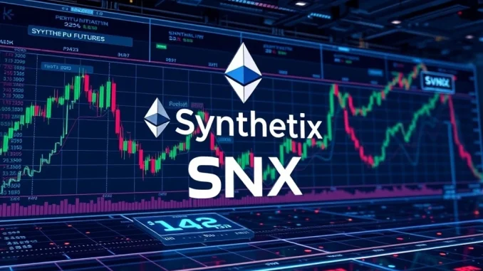 Synthetix decentralized perpetual futures exchange interface on Ethereum, symbolizing the future of DeFi trading and SNX protocol innovation.