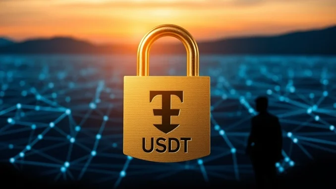 Tether freeze of $1.6M USDT in a DOJ counterterrorism operation, highlighting stablecoin compliance and blockchain security.
