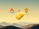 Antalpha and Tether logos signifying their partnership to offer secure Tether Gold loans backed by XAUT, bridging traditional assets with crypto finance.