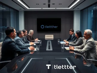 Executives from Hana Financial, Dunamu, and Tether meet to discuss a crucial Tether partnership for stablecoin development.