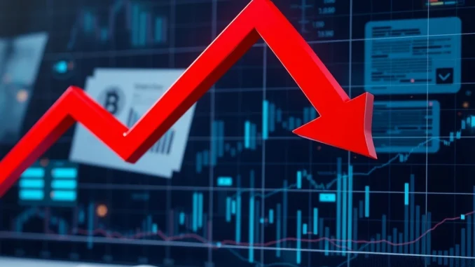 THE Token's Catastrophic Plunge: Navigating the -426.44% Cryptocurrency Price Drop Amid Intense Regulatory Scrutiny A sharp red downward arrow on a digital chart, symbolizing THE token's catastrophic cryptocurrency price drop amidst market turmoil.