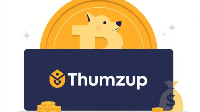 Thumzup DOGE logo next to a Dogecoin symbol, representing the firm's $2M DOGE investment and crypto acquisition strategy.