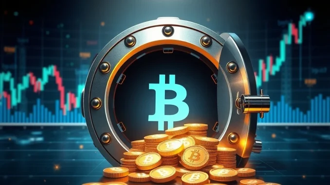 Digital representation of a vault opening, releasing various **token unlocks** into the cryptocurrency market, signifying supply changes and potential volatility.