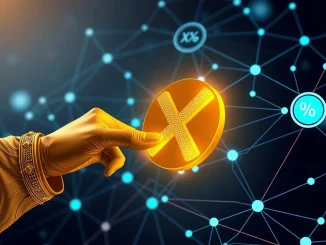 Illustrates Midas and Axelar's partnership creating tokenized XRP with an 8% yield, symbolizing new investment opportunities.