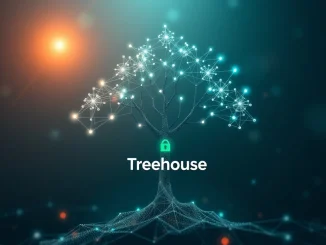 Abstract representation of Treehouse DeFi technology overcoming challenges, showing growth and innovation in decentralized finance.