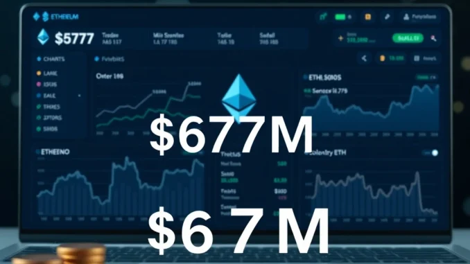Charts showing Trend Research's substantial $670M investment in Ethereum (ETH), highlighting market impact.