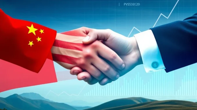 Leaders shaking hands, symbolizing improved US-China relations and their potential impact on Global Market Stability.