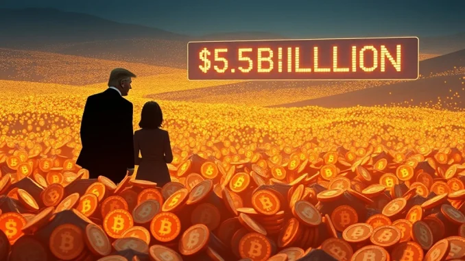 Visualizing the immense $5 billion Trump family WLFI token holdings, highlighting the scale of their cryptocurrency investment.