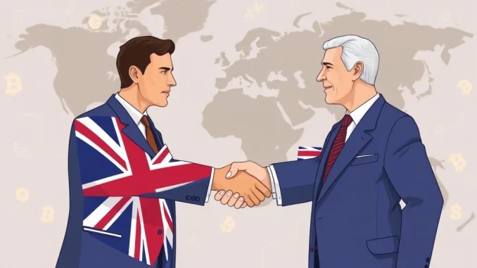 Representatives from the UK and US shake hands, symbolizing enhanced UK US crypto cooperation and shared digital asset policy.