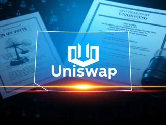 Illustration showing the Uniswap logo next to a map of Wyoming, symbolizing the new Uniswap Wyoming entity for legal and operational support for Uniswap.