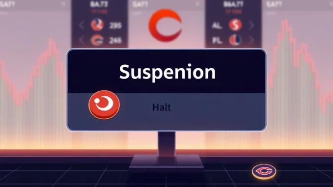 Urgent: Upbit Halts Chiliz (CHZ) Deposits and Withdrawals Upbit exchange interface showing a critical suspension notice for Chiliz (CHZ) deposits and withdrawals due to a network hard fork.