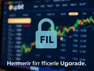 Upbit FIL suspension graphic showing a pause icon over the Filecoin logo, signifying temporary halt for network upgrade.