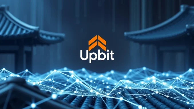 A digital representation of Upbit's GIWA chain, symbolizing advanced blockchain technology for the South Korean crypto market.