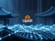 A digital representation of Upbit's GIWA chain, symbolizing advanced blockchain technology for the South Korean crypto market.
