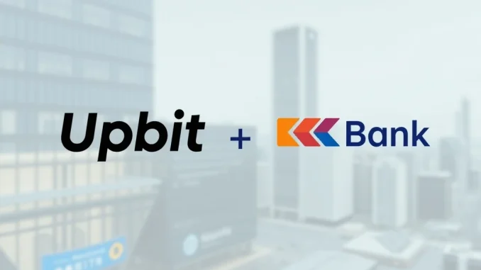 Visual representation of the Upbit K-Bank partnership, symbolizing financial security and regulatory compliance in South Korea crypto market.