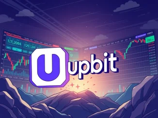 Upbit exchange logo next to Linea crypto logo, symbolizing the upcoming Upbit Linea listing and its impact on the market.