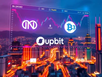 Upbit listing announcement for Infinit (IN) and B3, signifying new trading opportunities on the South Korean crypto exchange.