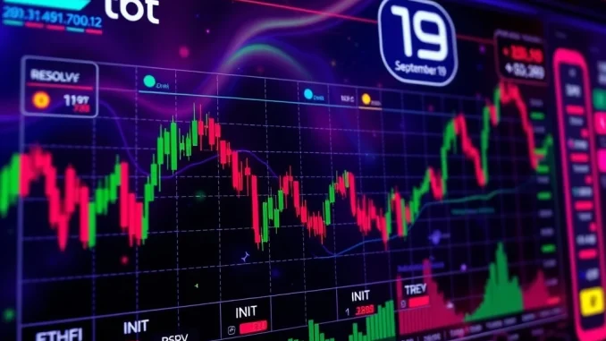A digital display on a crypto exchange showing an Upbit listing announcement for ETHFI, RESOLV, INIT, and SPK tokens, highlighting the upcoming BTC USDT pairs.