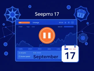 Upbit exchange screen showing a temporary suspension notice for Mantra OM deposits and withdrawals during a network upgrade.