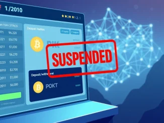 Upbit crypto exchange interface showing a temporary POKT deposit and withdrawal suspension due to a Pocket Network halt.