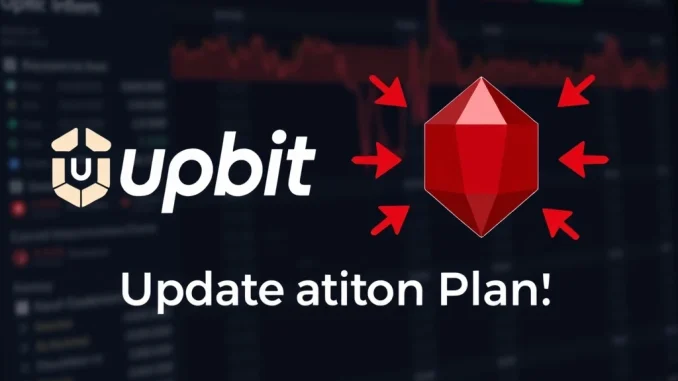 Upbit logo and Redstone (RED) token icon on a digital screen, symbolizing the crucial RED token circulation update for investors.